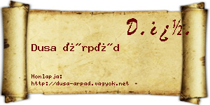 Dusa Árpád névjegykártya